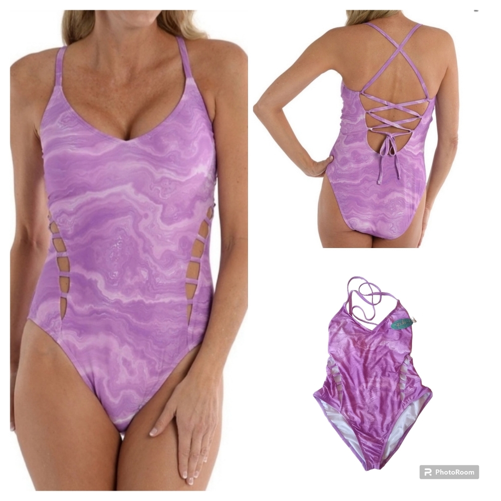 NWT Mynah Island Tropics Women's Tonal One-Piece Swimsuit Sizes L.